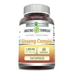 Amazing Formulas Ginseng Complex 1000mg of 4:1 Korean Ginseng Extract, 120 Capsules Supplement | Non-GMO | Gluten Free | Made in USA