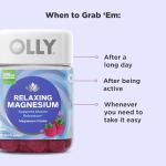 OLLY Relaxing Magnesium Gummies, Supports Muscle Relaxation*, Magnesium Citrate, Raspberry Lavender Flavor, 15 Day Supply - 60 Count