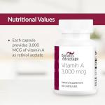 Bariatric Advantage Vitamin A 3,000 mcg - for Bariatric Surgery Patients - Easy-Digest Mini Capsules - Vitamin A Supplements - Eye Health Support* - 60 Count