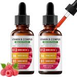 PlocoXe Vitamin B Complex | B12 B6 B1 B3 B9, Essential Vitamin Liquid Drops for Immune & Energy Metabolism, Brain & Heart Support, Raspberry Flavor 2fl oz