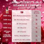 PlocoXe Vitamin B Complex | B12 B6 B1 B3 B9, Essential Vitamin Liquid Drops for Immune & Energy Metabolism, Brain & Heart Support, Raspberry Flavor 2fl oz