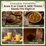 Organic Way Whole Milk Thistle Seeds (Silybum marianum) - European Wild-Harvest, Organic & Kosher Certified, Vegan, Non GMO & Gluten Free, USDA Certified, Origin - Albania (2 Oz)