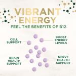 Vitamin B12 (Methylcobalamin) 1000 mcg - Chewable Tablet for Energy, Nervous System & Brain Support - Maximum Strength, Fast Dissolve, Vegan, Gluten-Free, Non-GMO for Women & Men - 60 Tablets