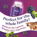 BeLive Iron Gummies - Multivitamin Supplement with Vitamin C, A, B & Zinc, Supports Blood Oxygen, Vegan Iron Supplements for Women, Men & Kids for Growth and Development - Grape Flavor | 1-Pack