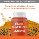 Qunol Turmeric Curcumin with Black Pepper, 2250mg Turmeric Extract with 95% Curcuminoids, Extra Strength Turmeric Supplement, Enhanced Absorption, Joint Support Supplement, 150 Vegetarian Capsules