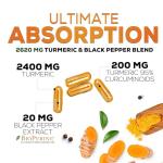 Turmeric Curcumin Supplement with BioPerine 95% Curcuminoids 2600mg with Black Pepper for Best Absorption, Bottled in USA, Best Natural Vegan Joint Support, Nature's Non-GMO Tumeric - 240 Capsules