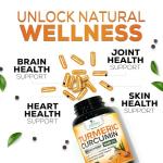 Turmeric Curcumin Supplement with BioPerine 95% Curcuminoids 2600mg with Black Pepper for Best Absorption, Bottled in USA, Best Natural Vegan Joint Support, Nature's Non-GMO Tumeric - 240 Capsules