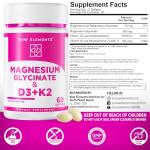 Magnesium Glycinate 500mg with High-Potency Vitamin D3 10,000 IU & Vitamin K2 200mcg | Enhanced with Coconut Oil for Optimal Absorption | Non-GMO, Gluten-Free, Sugar-Free Softgels (60 softgels)