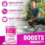 Magnesium Glycinate 500mg with High-Potency Vitamin D3 10,000 IU & Vitamin K2 200mcg | Enhanced with Coconut Oil for Optimal Absorption | Non-GMO, Gluten-Free, Sugar-Free Softgels (60 softgels)