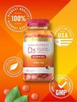 Carlyle Vitamin D3 10000iu Gummies for Adults | 80 Count | Peach Flavored Gummy | High Potency for Women & Men | Vegetarian, Non-GMO, Gluten Free Supplement