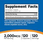 Nutricost Vitamin B12 (Methylcobalamin) 2000mcg, 120 Capsules - Vegetarian Caps, Non-GMO, Gluten Free B12 Supplement