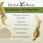 Herbal Roots Panax Ginseng | Organic Korean Ginseng Root Powder | 1000mg | High Ginsenosides for Energy & Performance | 60 Vegan Capsules