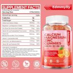 Sugar Free Calcium Magnesium Zinc Supplement Gummies with Vitamin D3 & B12 for Women and Men High Absorption Calcium Magnesium Supplement for Immune Support (120 Counts)