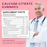 Calcium Citrate 1200mg with Vitamin D3 Gummies, Calcium Gummies with Vitamin D3 for Women & Men, Calcium Magnesium Zinc for Bone Muscle Healthy- Natural White Peach Flavor- 30 Day Supply