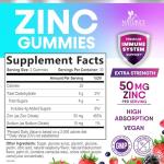 Zinc Gummies 50mg - Bone Skin & Immune Support Health Gummy & Premium Antioxidant Chewable for Adults - High Absorption Vegan, Gluten Free Zinc Supplements Vitamin - Tasty Berry Flavor - 60 Gummies
