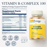 SOLARAY Vitamin B Complex, Healthy Energy Supplement, Red Blood Cell Formation, Nerve & Immune Support, Super B Complex Vitamins with Folic Acid, Vitamin B12, Vitamin B6 & More, Vegan, 100 VegCaps