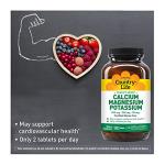 Country Life Target Mins - Calcium Magnesium Potassium Bone & Heart Health Supplement, 1000mg Calcium, 500mg Magnesium, Supports Calcium Utilization, 180 Tablets – Certified Gluten Free & Vegan