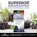 Elderberry Capsules with Zinc and Vitamin C for Adults - Immune Support Vitamins for Women and Men - Black Sambucus Elderberry Vitamin C and Zinc - Immune Defense Multiminerals Supplement, 60 Count