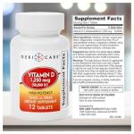 GeriCare Vitamin D 1,250mcg (50,000 IU) High Potency, Supports Bone Density, Muscle Health, Immune Function, and Calcium Absorption, Once-A-Week Dietary Supplement, 12 Count (Pack of 1)