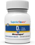 Superior Source Vitamin D3 1000 IU - Offers Immune System, Brain & Nervous System Support - Aids Calcium Absorption for Teeth & Bone Health - Bariatric Friendly - 100 Sublingual Dissolving Tablets