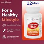 GeriCare Vitamin D 1,250mcg (50,000 IU) High Potency, Supports Bone Density, Muscle Health, Immune Function, and Calcium Absorption, Once-A-Week Dietary Supplement, 12 Count (Pack of 1)