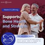 GeriCare Vitamin D 1,250mcg (50,000 IU) High Potency, Supports Bone Density, Muscle Health, Immune Function, and Calcium Absorption, Once-A-Week Dietary Supplement, 12 Count (Pack of 1)