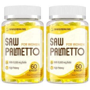 Jovariquethor Saw Palmetto for Women - DHT Blocker Hair Growth Supplement - 500mg Potent Saw Palmetto Gummies for Hair, Skin, Nails, Urinary Wellness - Mango-Pineapple Flavor - 120 Gummies