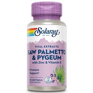 SOLARAY Saw Palmetto and Pygeum - Saw Palmetto for Men w/Pygeum Bark, Zinc, Vitamin E, Pumpkin Seed Oil - Prostate Supplements for Men w/Beta Sitosterol - 60-Day Guarantee - 30 Servings, 30 Softgels