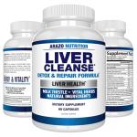 Arazo Nutrition Liver Cleanse Detox & Repair Formula – Milk Thistle Herbal Support Supplement: Silymarin, Beet, Artichoke, Dandelion, Chicory Root