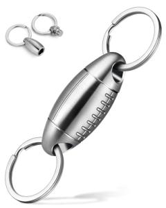 FEGVE Titanium Quick Release Keychain for Men,Pull Apart Detachable Keychain,Mini But Heavy Duty Keychain-360 ° Rotation (Silver)