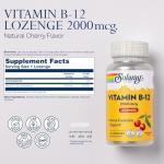 SOLARAY Vitamin B12 2000 mcg Lozenges - No Sugar, Natural Cherry Flavor Vitamin B 12 Supplement for Nerve Function, Energy and Red Blood Cell Support - Lab Verified, Vegan - 90 Servings, 90 Lozenges