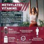 Nextdia Brain & Mood Support Gummies, Super Vitamin B Complex for Men & Women, All B Vitamin B1 B2 B3 B5 B6 B7 B9 MethyB12 with PABA, Inositol, Choline, Supports MTHFR Gene & Energy, Vegan, 120Ct
