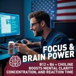 Nextdia Brain & Mood Support Gummies, Super Vitamin B Complex for Men & Women, All B Vitamin B1 B2 B3 B5 B6 B7 B9 MethyB12 with PABA, Inositol, Choline, Supports MTHFR Gene & Energy, Vegan, 120Ct