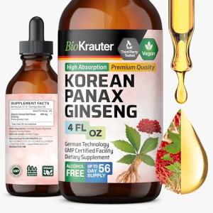 BIO KRAUTER Korean Red Ginseng Extract Liquid - Alcohol & Sugar Free Panax Ginseng Supplement - Vegan Immune Support Supplement - 4 Fl. Oz.