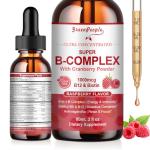 GREENPEOPLE Super B Complex Liquid | B12 Methylcobalamin + Methyl Folate | B Vitamins Complex Liquid Drops with B3,B5,B6,B7, Ashwagandha & L-Theanine for Energy, Focus & Immunity, Vegan, 2fl Oz