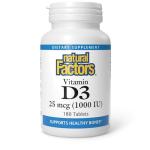 Natural Factors, Vitamin D3 1000 IU (25 mcg), Supports Strong Bones, Muscles and Immune Function, 180 Tablets