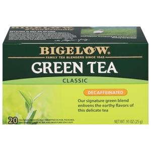 Bigelow Classic Green Tea, 20 Bags, Decaffeinated, 0.91 Ounces (Pack Of 6)