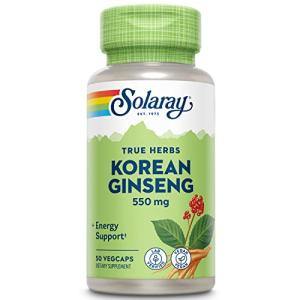 SOLARAY Korean Ginseng 550 mg - Ginseng Root - Stress, Physical Endurance and Energy Supplements - Non-GMO, Vegan, Lab Verified - 50 Servings, 50 VegCaps