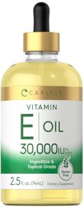 Carlyle Vitamin E Oil | 30,000 IU | 2.5 fl oz | Ingestible & Topical Grade | Moisturizing for Skin | Vegetarian, Non-GMO, Gluten Free Supplement