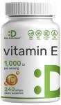 Vitamin E Supplements, 1,000 IU Per Serving, 240 Softgels – Extra Strength Antioxidant Protection – Bioavailable Stable Form – Skin, Heart, Brain, & Immune Support – Non-GMO