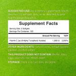 Vitamin E Supplements, 1,000 IU Per Serving, 240 Softgels – Extra Strength Antioxidant Protection – Bioavailable Stable Form – Skin, Heart, Brain, & Immune Support – Non-GMO