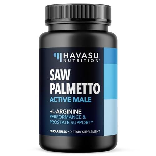 Saw Palmetto 500mg and L-Arginine 500 mg - Prostate Health and Nitric Oxide Supplements for Men - 60 Count - Urinary Function Support and Endurance for Active Males - Vegan, Non-GMO, 1 Month Supply