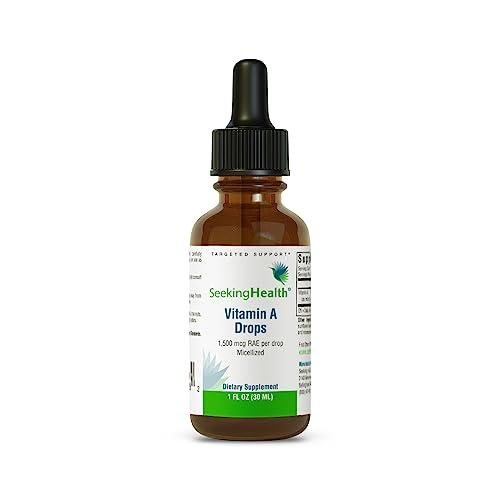 Seeking Health vitamin A Drops - Eye & Skin Health Supplement with Retinyl Palmitate - Liquid Vitamin Support with Antioxidant Support - Soy-Free & Gluten-Free - 1 fl oz, 1500mcg (600 Servings)