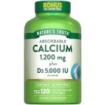 Nature's Truth Absorbable Calcium 1200 mg with Vitamin D3 5000 IU | 120 Softgels | Calcium Carbonate | Non-GMO & Gluten Free Supplement