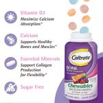 Caltrate Chewables 600 +D3 Plus Minerals Calcium and Vitamin D, Sugar Free, Cherry, Orange and Fruit Punch, 60 Count