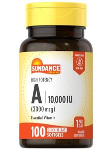 Sundance High Potency Vitamin A Softgels | 3000mcg | 100 Count | Essential Vitamin | Non-GMO and Gluten Free Supplement