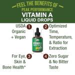 USDA Organic Vitamin A Liquid Drops Supplement. Vegan High Bioavailability for Eye, Skin, and Bone Health. for Adults, Men, Women, Kids. Organic VIT A Oil Retinyl Palmitate. Gluten Free, Zero Sugar