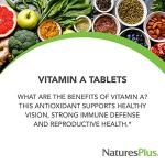 NaturesPlus Vitamin A (Palmitate) - 10,000 iu - Healthy Skin, Eyes, Vision & Immune System - Water Soluble for Maximum Absorption - 90 Vegetarian Tablets (90 Servings)