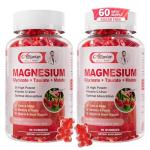 2Pack Magnesium Glycinate Gummies 500mg,Magnesium Supplement with Taurate, Malate, Vitamins D, C, B6, Calcium for Sleep, Relaxation, Muscle, Bone Health & Immune Support-120 Count