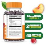 Lifeable Iron Gummies | 20mg | with Vitamin C | Great Tasting Blood Builder Iron Supplement | Iron with Vitamin C for Iron Deficiency | Iron Gummies for Women, Men, Adults | 90 Gummies